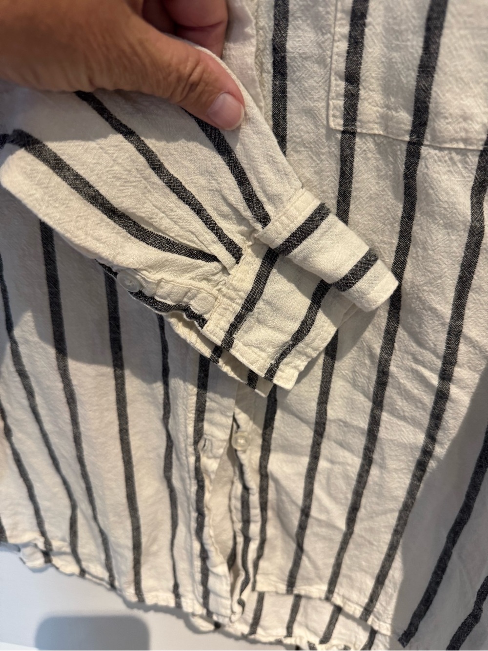 Perfect Linen Striped Button-Up Top - Picture 6 of 10